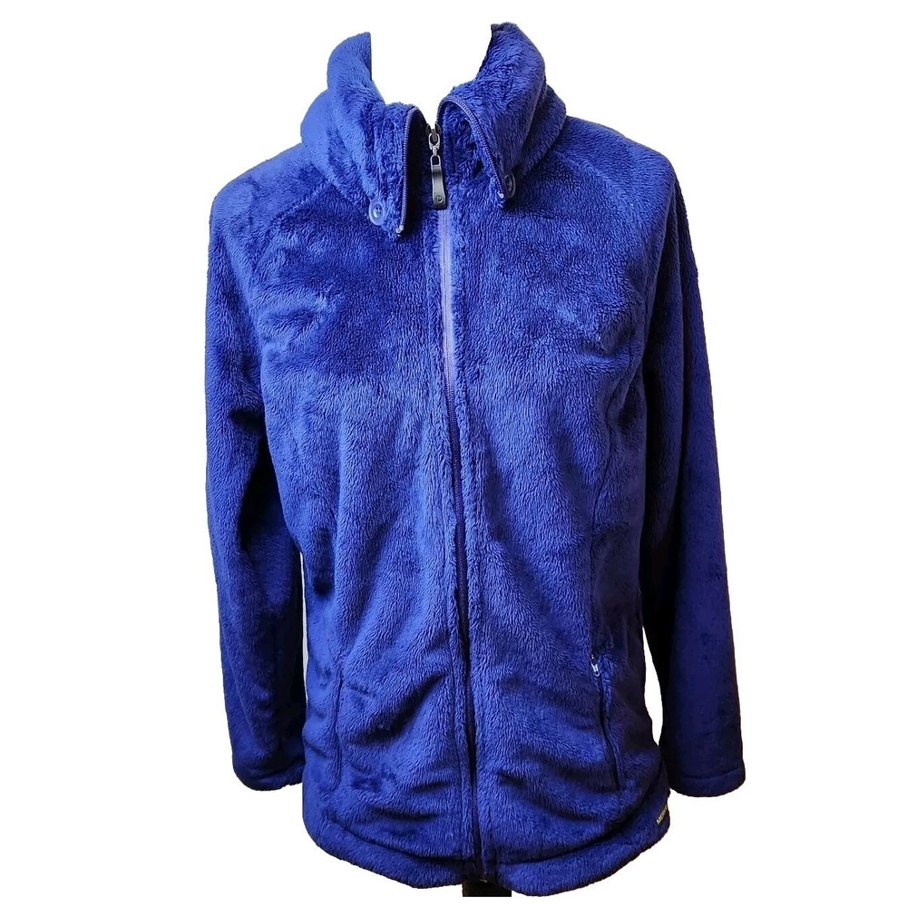 Merrell Plush Soft Fleece Jacket Womens Large Full Zip Purple Button Collar Coat